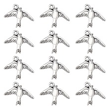 Honeyhandy Alloy Pendants, Lead Free and Cadmium Free, Bird, Antique Silver, 17.5mm long, 22.5mm wide, 1.5mm thick, hole: 2mm