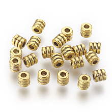 Honeyhandy Tibetan Style Alloy Bead Spacers, Antique Golden Color, Lead Free & Cadmium Free, Column, Size: about 4mm in diameter, 4mm long, hole: 2mm