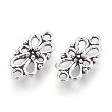 Honeyhandy Tibetan Style Links connectors, Flower, Lead Free and Cadmium Free, Antique Silver, 16x8x3.5mm, Hole: 1.5mm