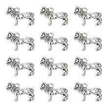 Honeyhandy Tibetan Style Alloy Pendants,  Lion, Antique Silver, Lead Free & Cadmium Free, 23x16x7mm, Hole: 2mm