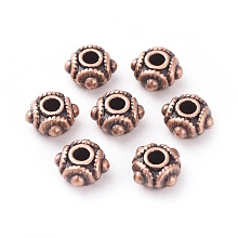 Honeyhandy Tibetan Red Copper Metal Beads, Lead Free & Cadmium Free, Rondelle, 8mm in diameter, 5mm thick, hole: 2mm