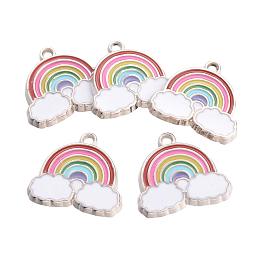 ARRICRAFT About 100pcs Rainbow Shape Platinum Alloy Enamel Pendants Jewelry Findings for Bracelet Earring Necklace Key Chain DIY Craft Making, Hole: 2mm