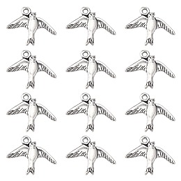 Honeyhandy Alloy Pendants, Lead Free and Cadmium Free, Bird, Antique Silver, 17.5mm long, 22.5mm wide, 1.5mm thick, hole: 2mm
