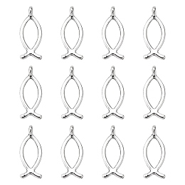 Honeyhandy Tibetan Style Alloy Pendants, For Easter, Lead Free & Cadmium Free, Jesus Fish/Christian Ichthys Ichthus, Antique Silver, about 8mm wide, 20mm long, hole: 2mm