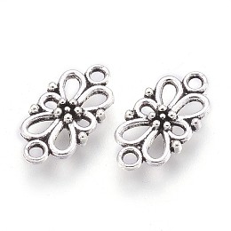 Honeyhandy Tibetan Style Links connectors, Flower, Lead Free and Cadmium Free, Antique Silver, 16x8x3.5mm, Hole: 1.5mm