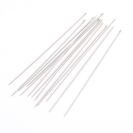Honeyhandy Steel Beading Needles, Platinum, 75x0.7mm, approx 25~30pcs/bag