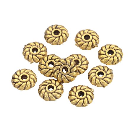 NBEADS 3000 Pcs Tibetan Silver Spacer Beads, Lead Free & Cadmium Free, Antique Golden Color, Round, about 6mm in diameter, 2mm thick, hole: 1mm