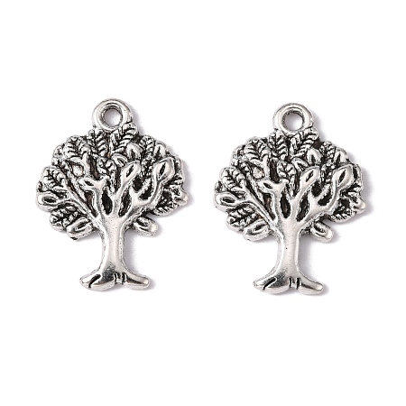 Honeyhandy Tibetan Style Alloy Pendants, Tree of Life Charms, Cadmium Free & Lead Free, Antique Silver, 22x17x2mm, Hole: 2mm