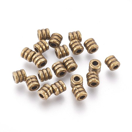 Honeyhandy Tibetan Style Bead Spacers, Antique Bronze Color, Zinc Alloy Beads, Lead Free & Cadmium Free, Column, 4x4mm, Hole: 2mm