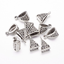 Honeyhandy Tibetan Style Alloy Tube Bails, Loop Bails, Bail Beads, Triangle, Antique Silver, Cadmium Free & Lead Free, 15.5x10x7mm, Hole: 1.5mm