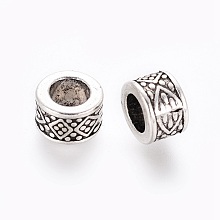 Honeyhandy Tibetan Style Alloy European Beads, Large Hole Beads, Lead Free & Cadmium Free, Column, Antique Silver, about 8mm in diameter, 5mm thick, hole: 4.5mm