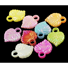 Honeyhandy Plating Acrylic Pendants, AB Color, Mixed Color, Heart, about 18mm long, 14mm wide, 4mm thick, hole: 3mm