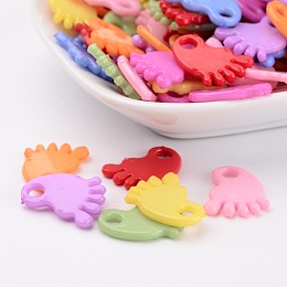 Honeyhandy Baby Shower Ornaments Acrylic Baby Feet Pendants, Mixed Color, 18.5x14x2mm, Hole: 3mm, about 1300pcs/500g