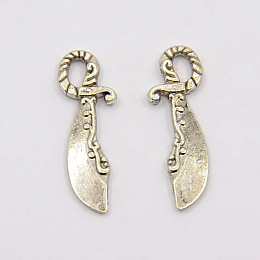 Honeyhandy Alloy Pendants, Cadmium Free & Lead Free, Sword, Antique Silver, 25x6x2mm, Hole: 2mm