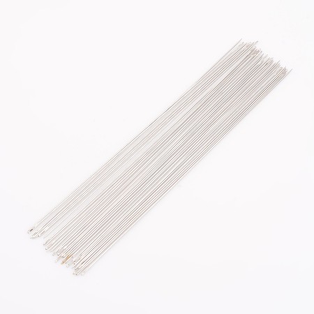 Honeyhandy Steel Beading Needles, Stainless Steel Color, 100x0.45mm, about 34~38pcs/bag