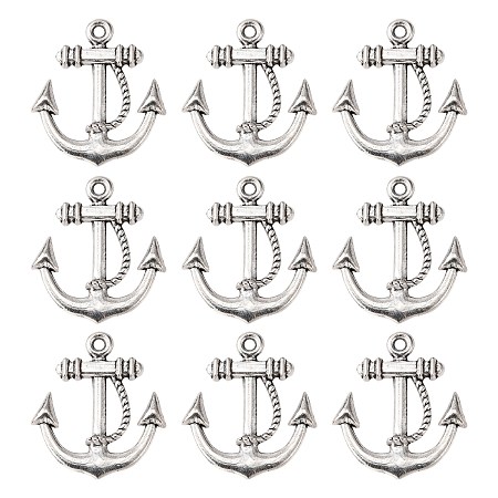 Honeyhandy Tibetan Style Alloy Pendants, Anchor, Lead Free and Cadmium Free, Antique Silver, about 20mm wide, 23mm long, hole: 2mm