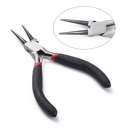 ARRICRAFT 5 inches Polishing Carbon Steel Jewelry Pliers, Round Nose Pliers, for Jewelry Making Supplies, Black, Gunmetal, about 12.5cm long