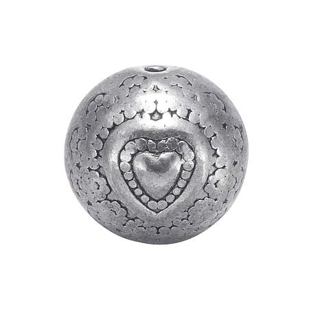 ARRICRAFT About 20pcs Tibetan Style Antique Silver Alloy Round Beads for Bracelets Jewelry Making, 10x8mm, Hole: 1.5mm