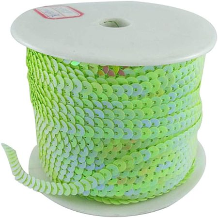 Pandahall Elite 100 Yards 6mm Flat Sequin Strip Light Green Spangle Sequins Paillette Trim Spool String Sequin Beads for Jewelry Making and Costume Accessories