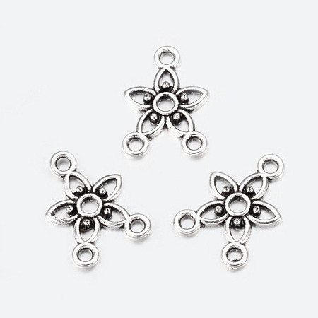 Honeyhandy Chandelier Component Links, 3 Loop Connectors, Lead Free and Cadmium Free, Alloy, Star, Antique Silver, about 17.5mm long, 12mm wide, 2mm thick, hole: 1.5mm