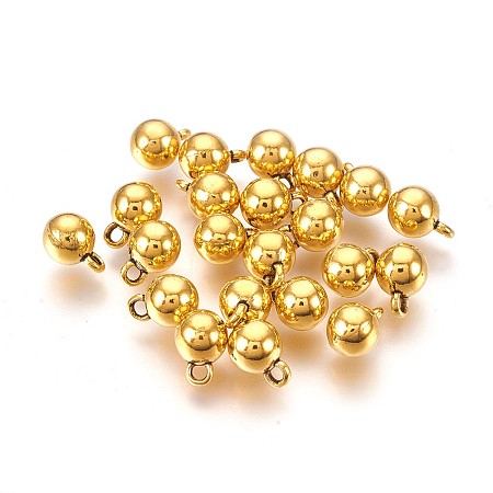 Honeyhandy Tibetan Style Alloy Charms, Round, Antique Golden, Lead Free & Cadmium Free, 8.5x6mm, Hole:1.5mm