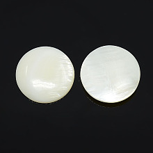 Honeyhandy Half Round/Dome Freshwater Shell Cabochon, White, 20x3~4mm