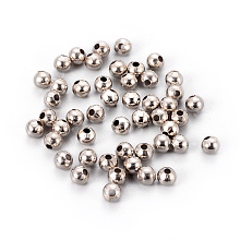 Honeyhandy Iron Round Spacer Beads, Platinum Color, 5mm, hole: 2mm