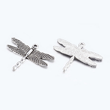 Honeyhandy Alloy Pendants, Lead Free and Cadmium Free, Antique Silver, Dragonfly, about 28mm long, 35.5mm wide, 2mm thick, hole: 1.5mm