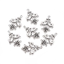 Honeyhandy Alloy Chandelier Components, Lead Free and Cadmium Free, Flower, Antique Silver Color, about 35mm long, 24mm wide, 2mm thick, hole: 1.5mm