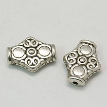 Honeyhandy Tibetan Silver Alloy Beads, Lead Free & Cadmium Free, Rhombus, Antique Silver, about 15mm long, 12.5wide, 4.5mm thick, hole: 1.5mm