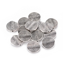 Honeyhandy Tibetan Style Alloy Beads, Lead Free & Cadmium Free, Flat Round, Antique Silver, 18x3.2mm, Hole: 1.5mm