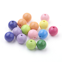 Honeyhandy Mixed Color Acrylic Jewelry Beads, Loose Round Beads, DIY Material for Children's Day Gifts Making, Size: about 14mm in diameter, hole: 2mm