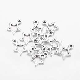 Honeyhandy Tibetan Style Alloy Charms, Star, Christmas, Antique Silver, Lead Free & Cadmium Free, 14x10x2mm, Hole: 1.5mm