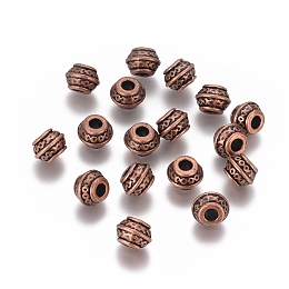 Honeyhandy Tibetan Style Spacer Beads, Lead Free & Cadmium Free, Rondelle, Red Copper, 9mm in diameter, 7mm thick, hole: 3.5mm