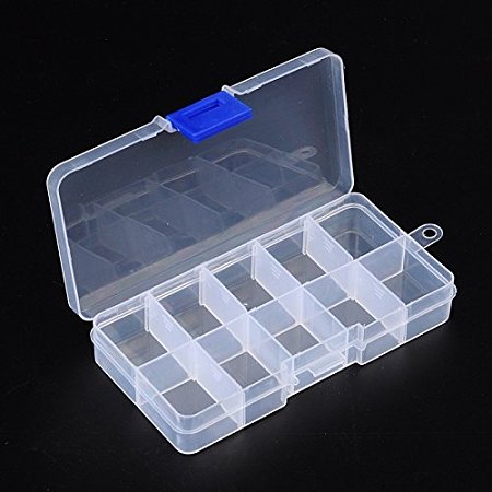 ARRICRAFT 15 Units 10 Compartment Organizer Storage Plastic Box, for Loom Bands Craft or Nail Art Beads, 7x13x2.3cm
