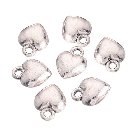 NBEADS 500Pcs Alloy Charms, Lead Free and Cadmium Free, Heart, Antique Silver, 11.5mm long, 9mm wide, 4.5mm thick, hole: 1.5mm