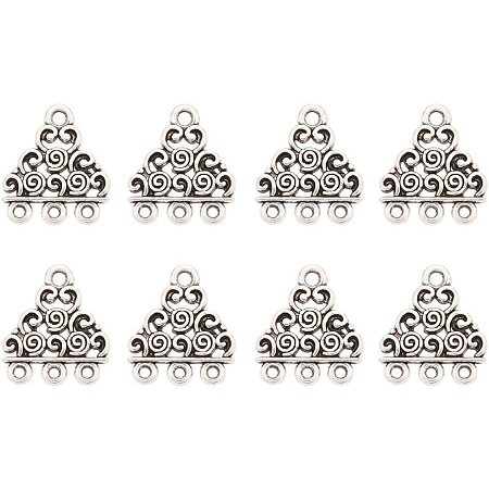 Arricraft About 50pcs Triangle Pendants Alloy Chandelier Components Links Antique Silver Tone Charm Links for Necklace Dangle Earring Making