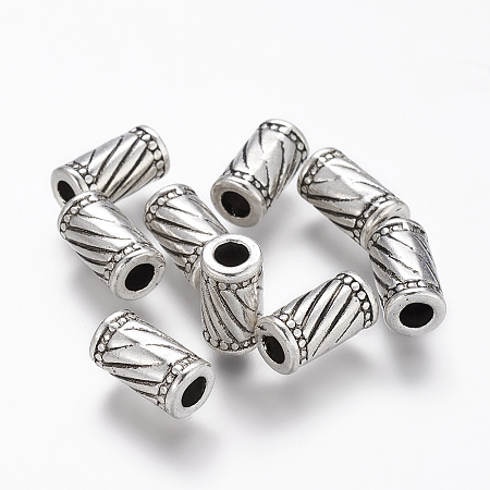 Honeyhandy Tibetan Style Alloy Beads, Lead Free and Cadmium Free, Column, Antique Silver Color, Size: about 6mm in diameter, 11mm long, hole: 3mm.