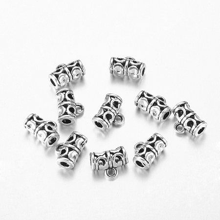 Honeyhandy Tibetan Style Tube Bails, Loop Bails, Bail Beads, Lead Free and Cadmium Free, Antique Silver, about 11.5mm long, 9mm wide, 5.5mm thick, hole: 2mm