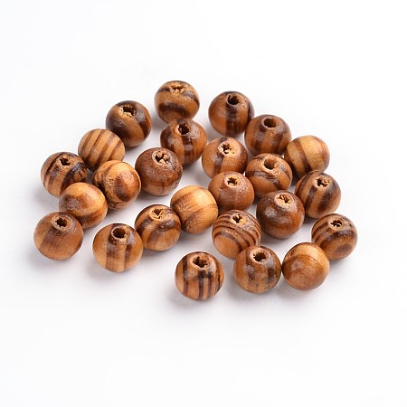 Honeyhandy Natural Wood Beads, Spacer Beads, for DIY Macrame Rosary Jewelry, Lead Free, Round, Burlywood, 8mm in diameter, hole: 2.5mm