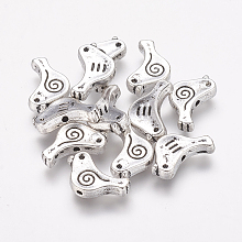 Honeyhandy Tibetan Style Alloy Beads, Bird, Cadmium Free & Lead Free, Antique Silver, 9x15x2.5mm, Hole: 1.5mm