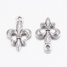 Honeyhandy Tibetan Style Alloy Metal Fleur De Lis Pendants, Lead Free and Cadmium Free, Antique Silver, 24x14x3mm, Hole: 2mm