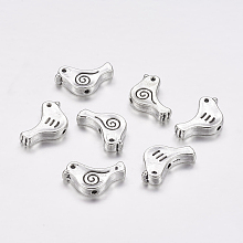 Honeyhandy Tibetan Style Alloy Beads, Lead Free & Cadmium Free, Bird, Antique Silver, 9mm long, 15mm wide, 2.5mm thick, Hole: 1.5mm