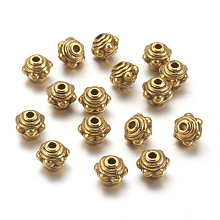 Honeyhandy Tibetan Style Alloy Spacer Beads, Antique Golden, Lead Free & Cadmium Free, 7x5.5mm, Hole: 1mm