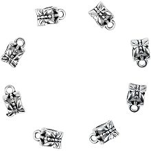 Pandahall Elite 100pcs Alloy Hollow Cup Bail Beads Tibetan Style Hanger Links Antique Silver Connector Beads with Loop for Charm Bracelet Pendant Making