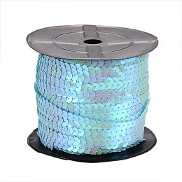 Pandahall Elite 100 Yards 6mm Flat Sequin Strip Light Blue Spangle Sequins Paillette Trim Spool String Sequin Beads for Jewelry Making and Costume Accessories