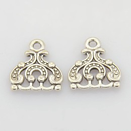 Honeyhandy Tibetan Style Pendants, Lead Free & Cadmium Free, Antique Silver, Size: about 14.5mm long, 13mm wide, 2.5mm thick hole: 2mm