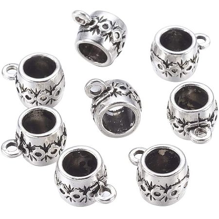PH PandaHall 300pcs Alloy Barrel Bail Beads Antique Silver Hanger Links for Necklaces Bracelets Jewelry Making