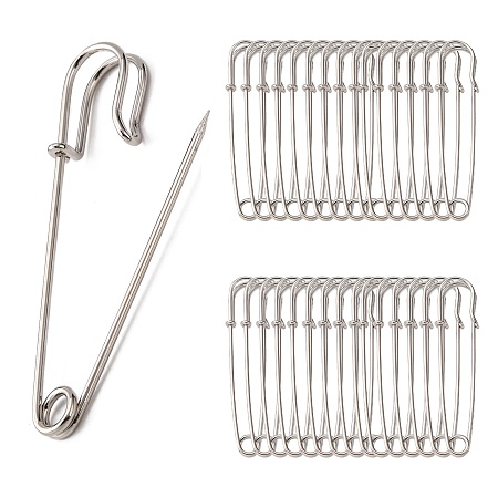 Honeyhandy Iron Kilt Pins, Platinum, 64mm long, 18mm wide, 6mm thick, Hole: about 4mm