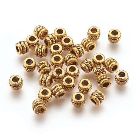 Tibetan Style Alloy Beads, Antique Golden Color, Lead Free & Cadmium Free, Column, Size: about 5mm in diameter, 4mm long, hole: 2.2mm